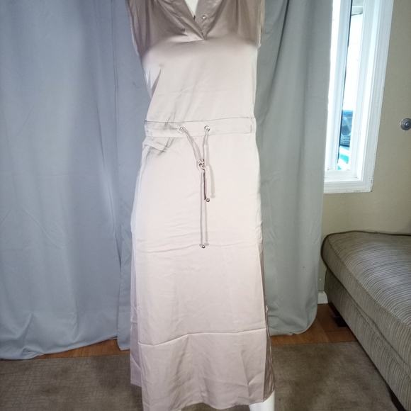 SHEIN Cream Sleeveless Cowl Neck Sheath Dress - Picture 3 of 3